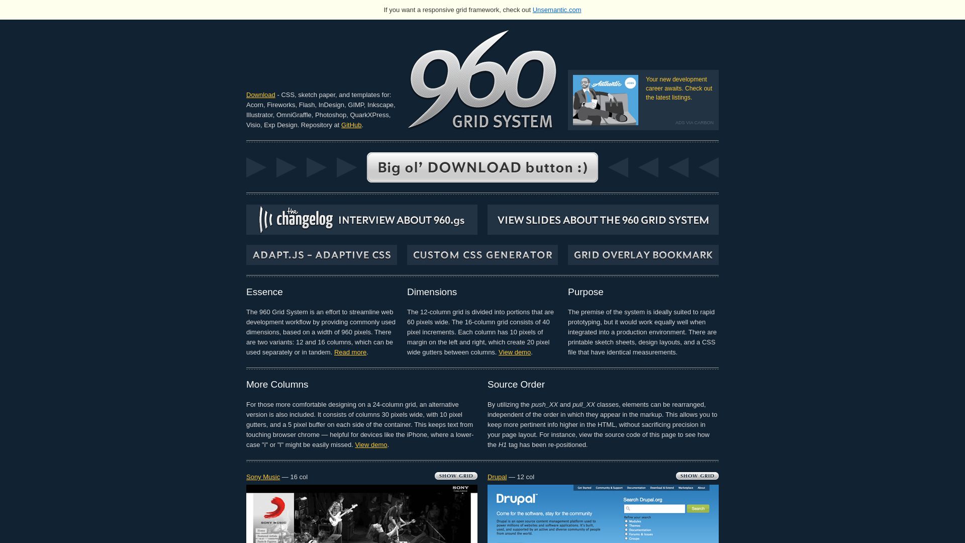 Статус сайта 960.gs ОНЛАЙН
