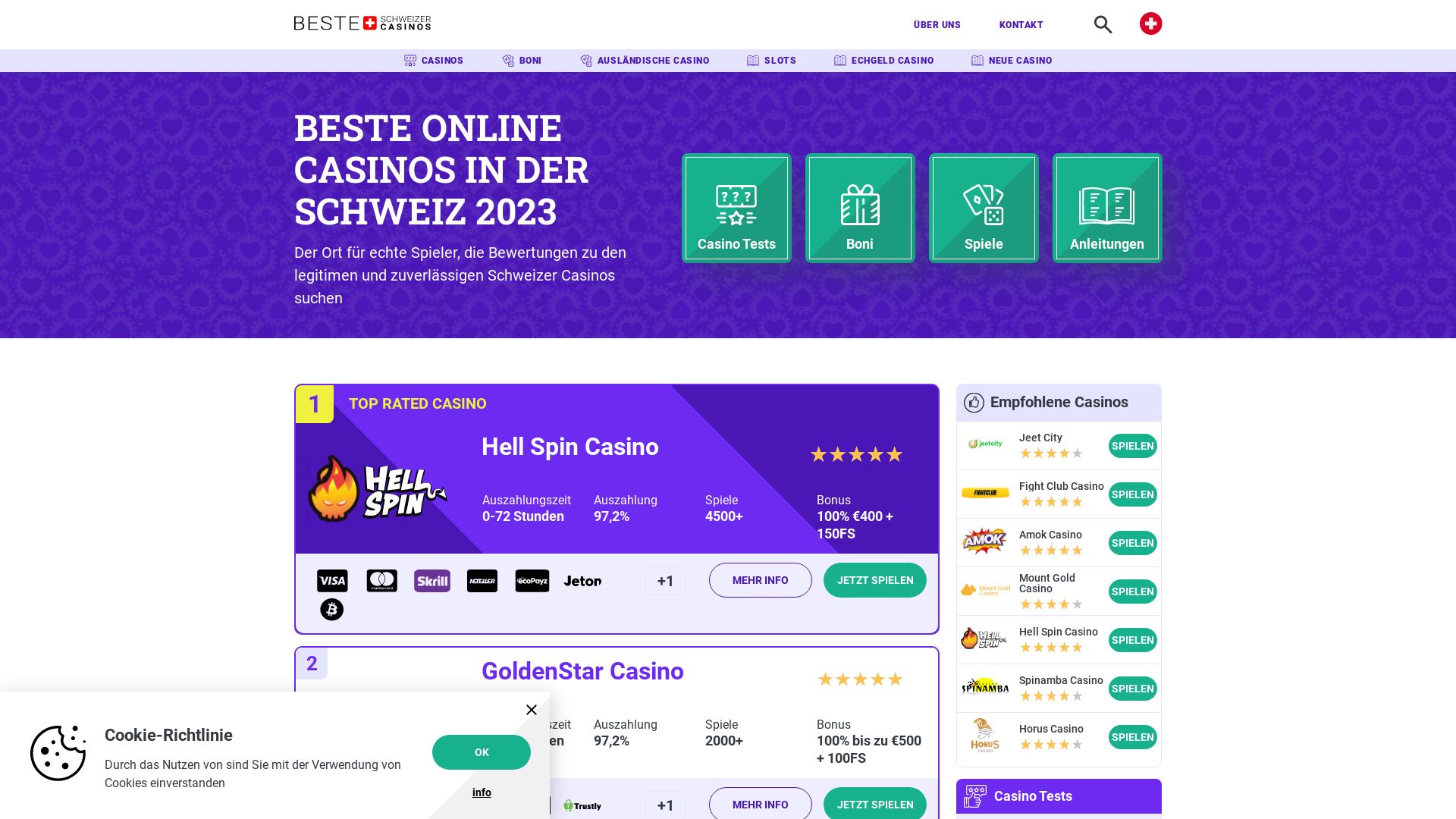 Статус сайта besteonlinecasinoschweiz.ch ОНЛАЙН
