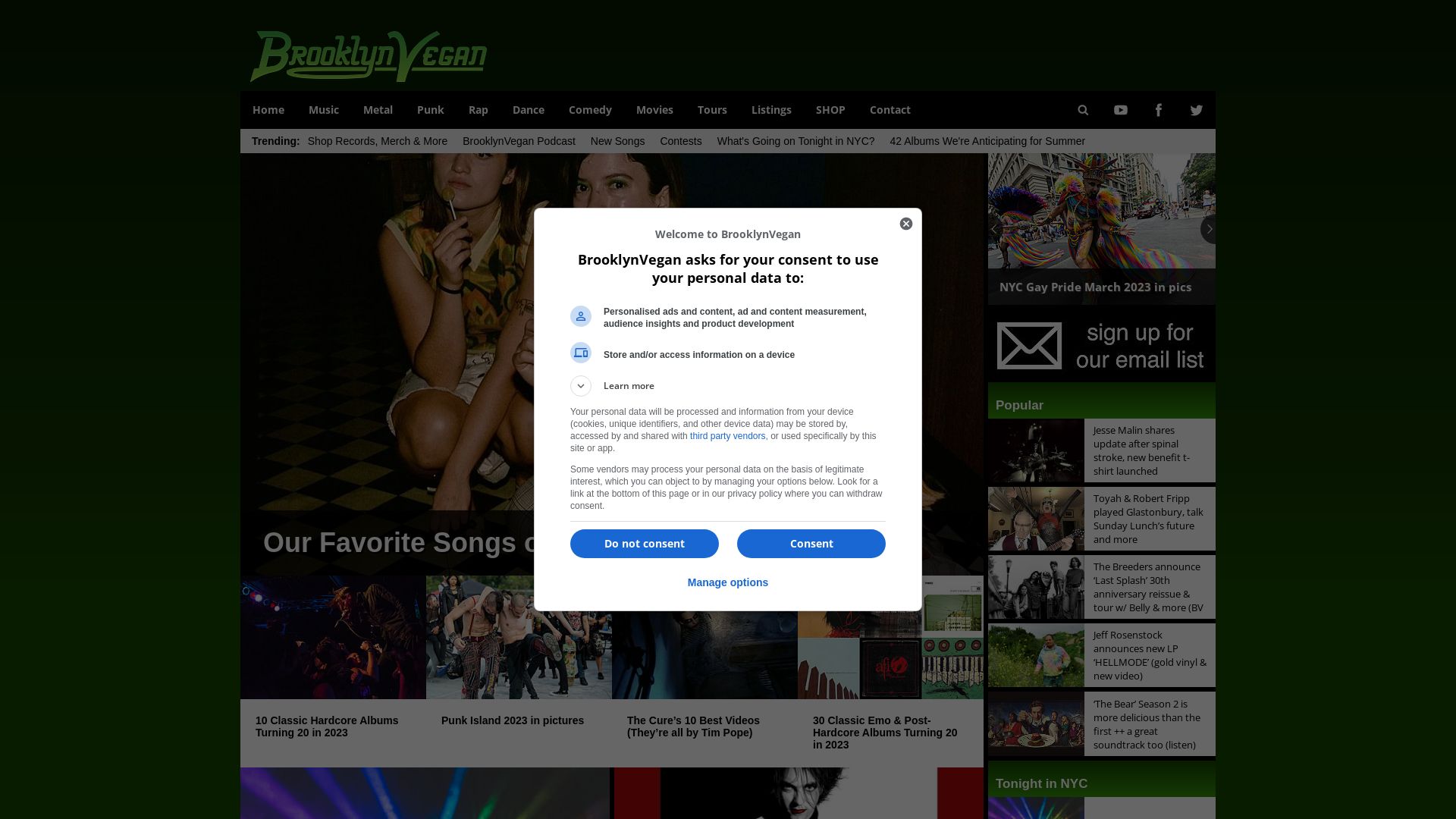 Статус сайта brooklynvegan.com ОНЛАЙН