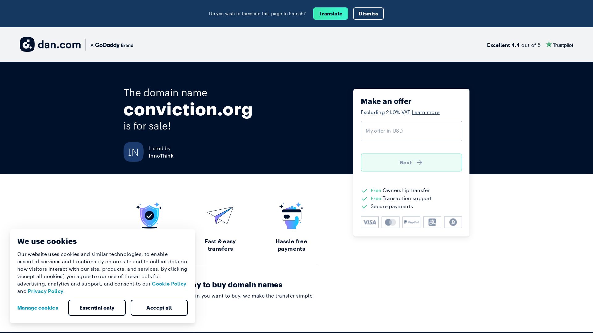 Статус сайта conviction.org ОНЛАЙН