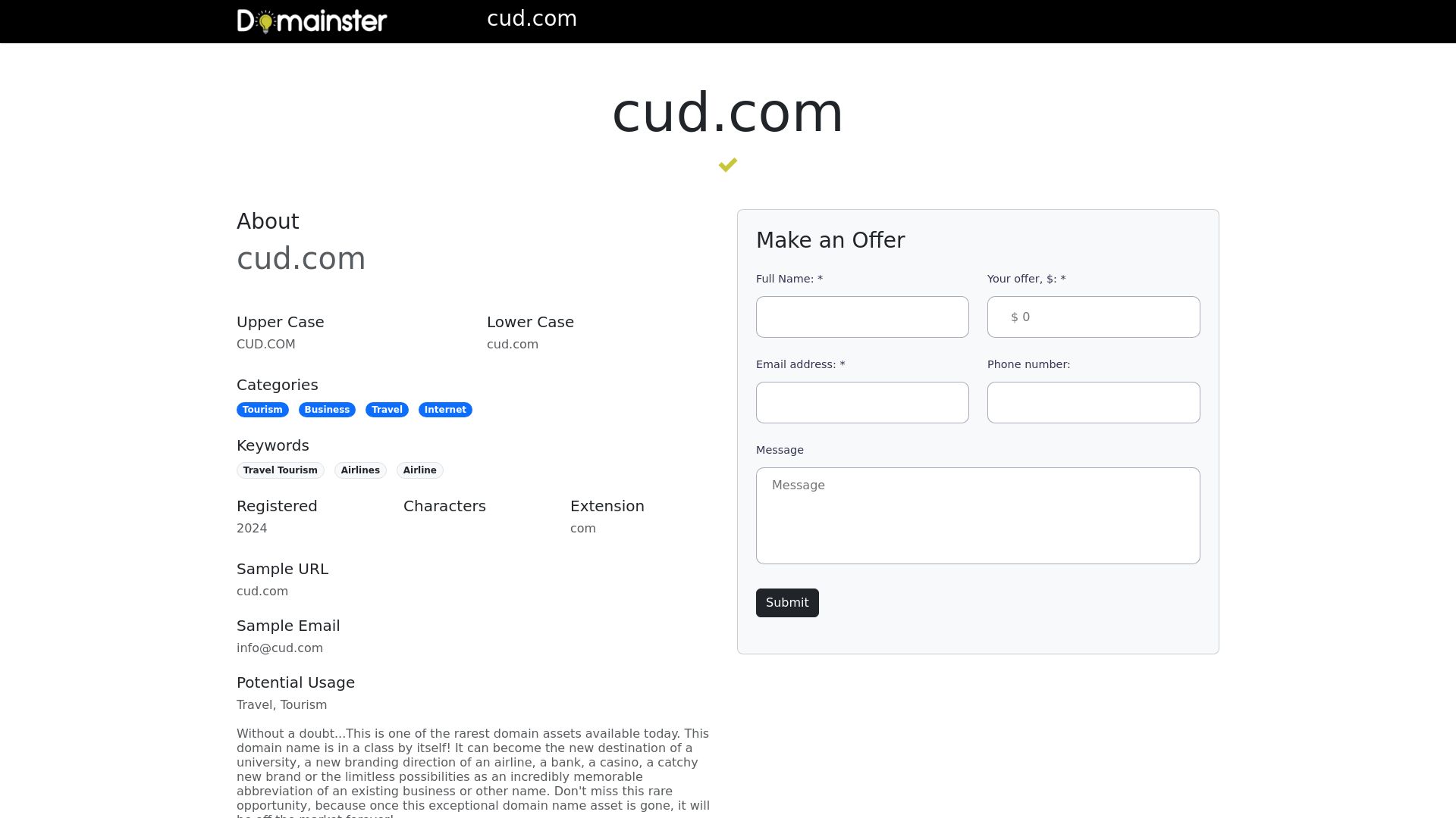 Статус сайта cud.com ОНЛАЙН