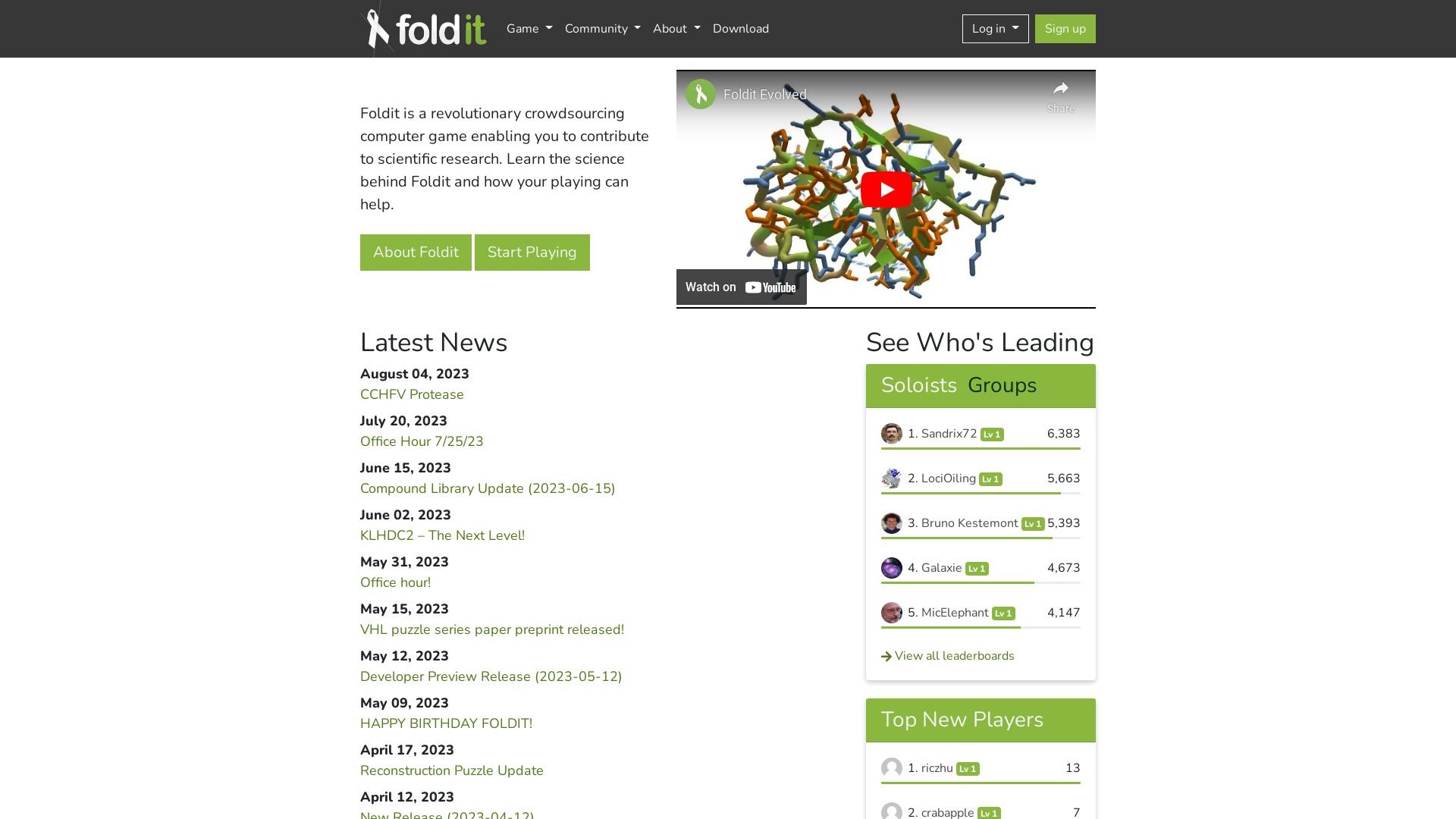 Статус сайта fold.it ОНЛАЙН