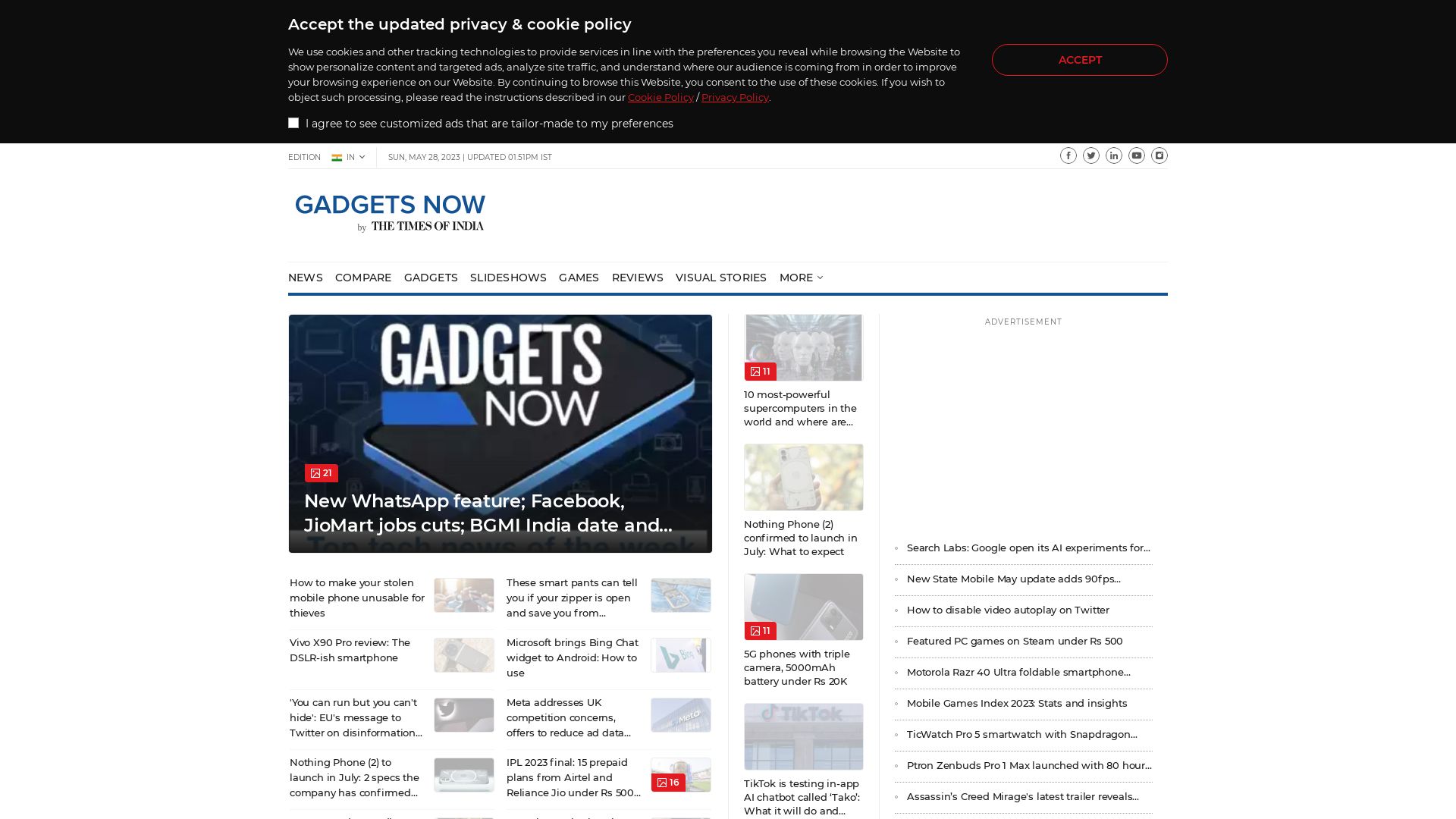 Статус сайта gadgetsnow.com ОНЛАЙН