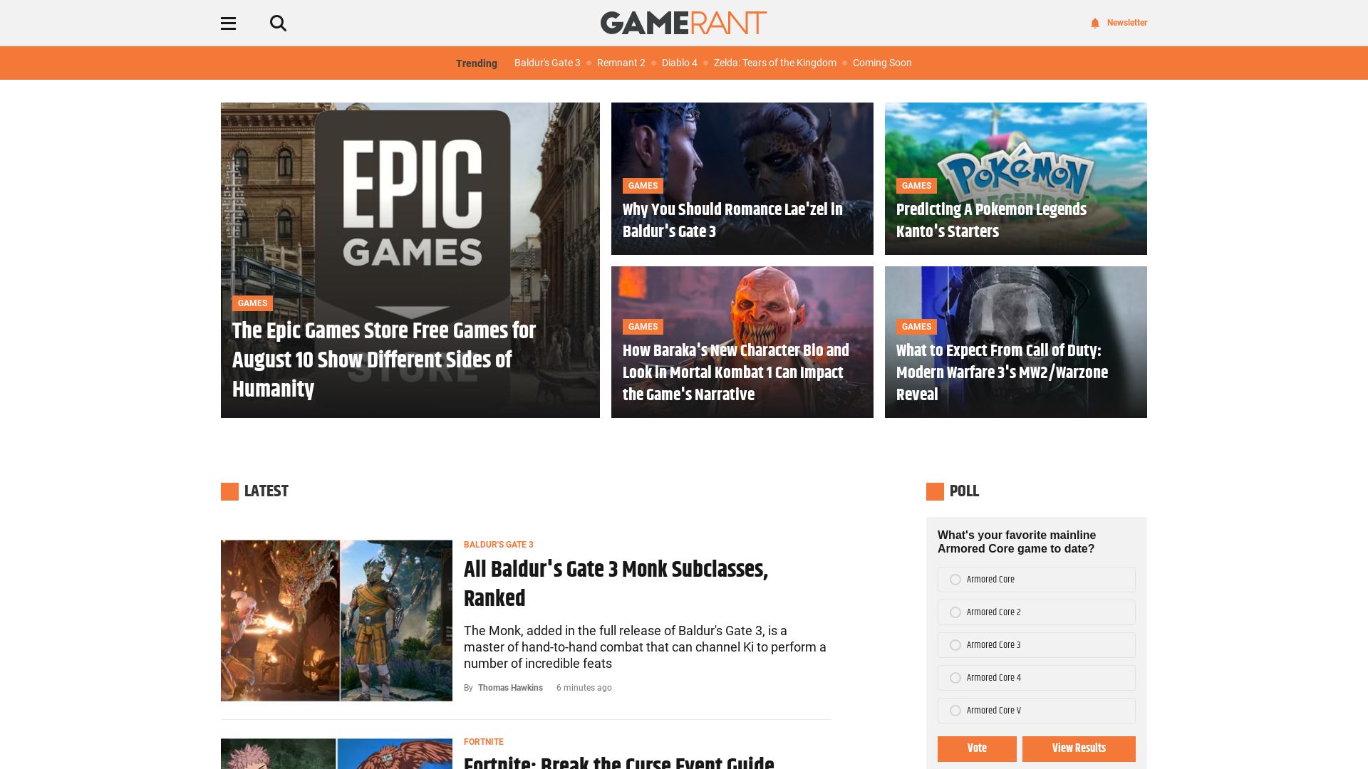 Статус сайта gamerant.com ОНЛАЙН