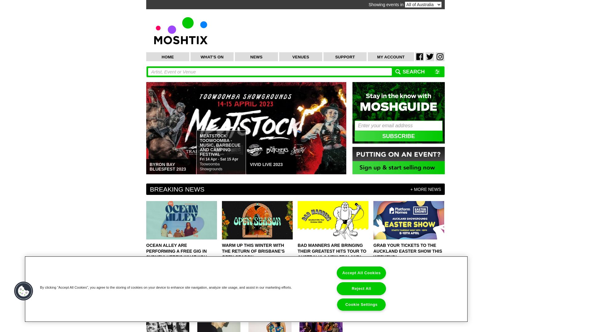 Статус сайта moshtix.com.au ОНЛАЙН