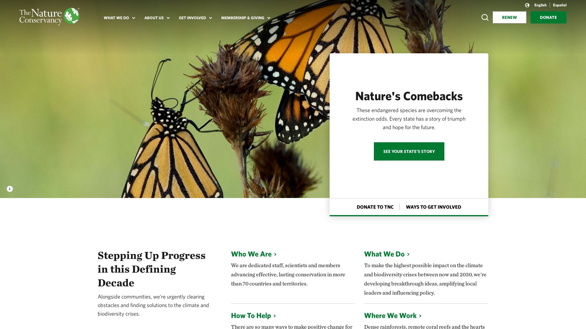 Статус сайта nature.org ОНЛАЙН