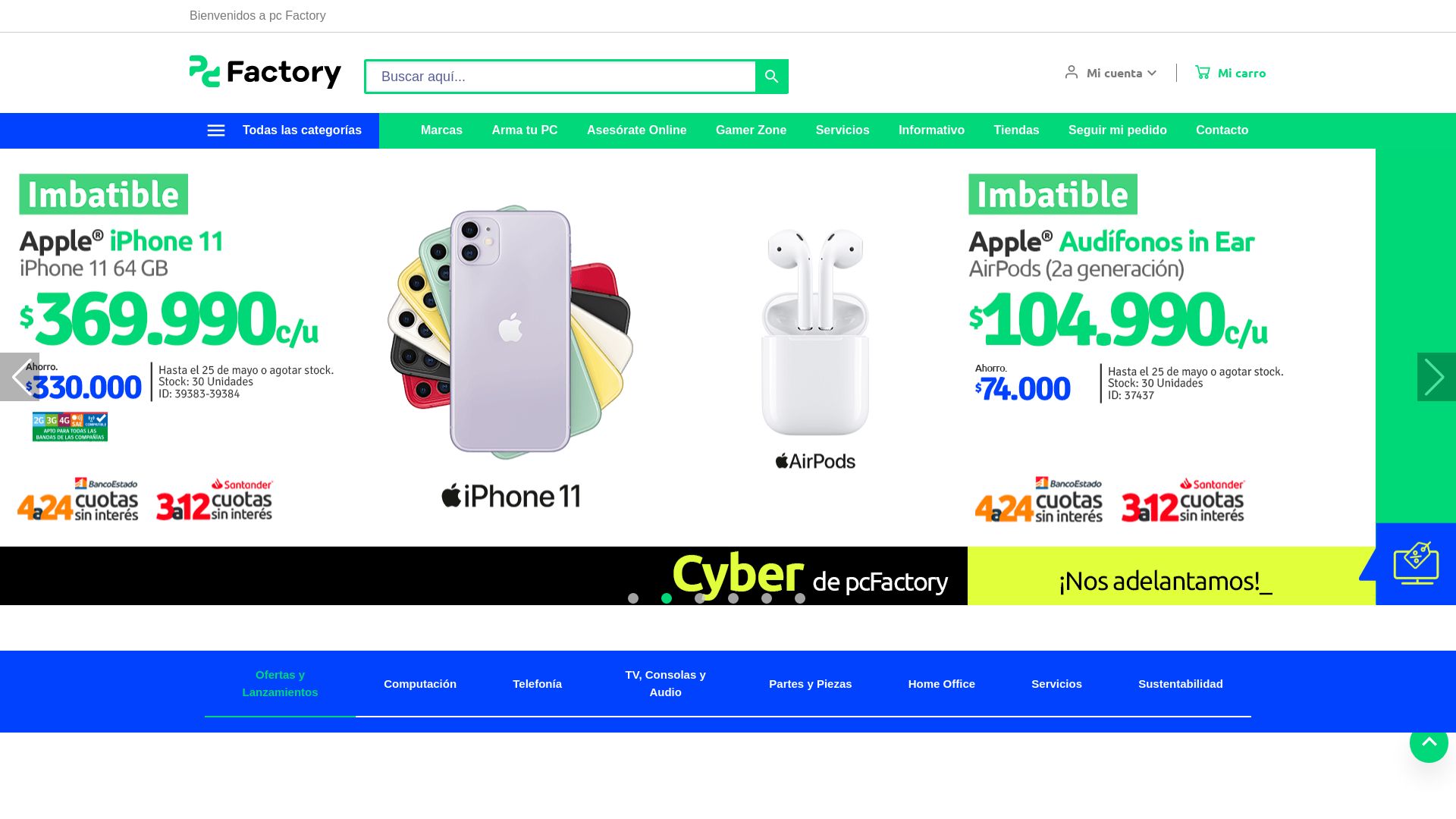Статус сайта pcfactory.cl ОНЛАЙН