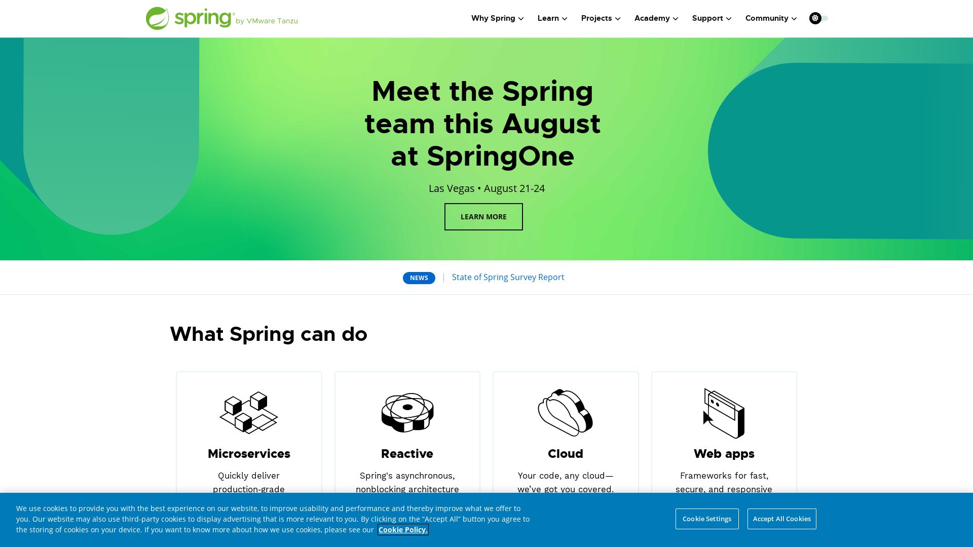 Статус сайта spring.io ОНЛАЙН
