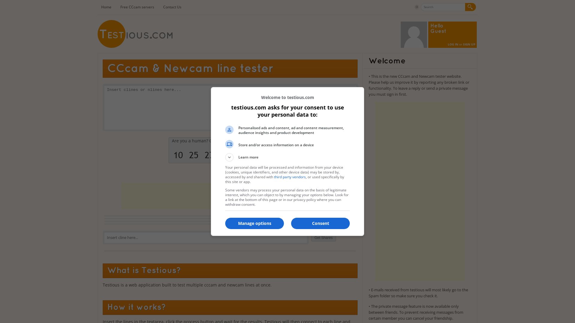 Статус сайта testious.com ОНЛАЙН
