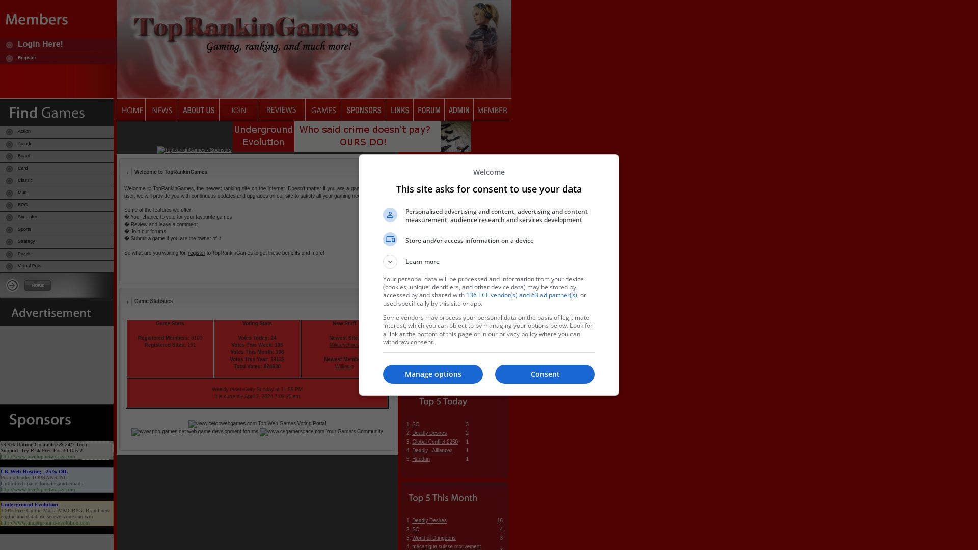 Статус сайта toprankingames.com ОНЛАЙН