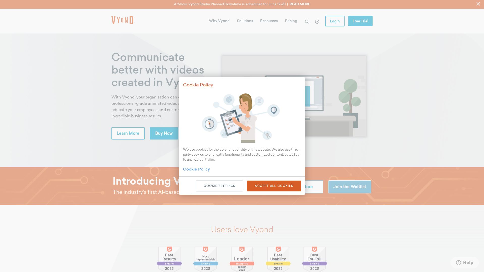 Статус сайта vyond.com ОНЛАЙН