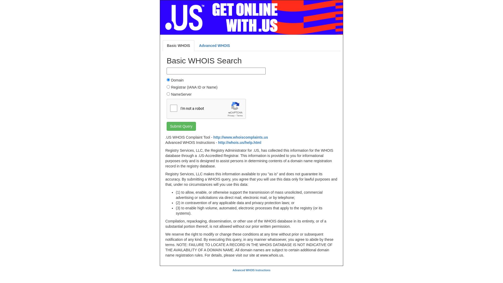Статус сайта whois.us ОНЛАЙН